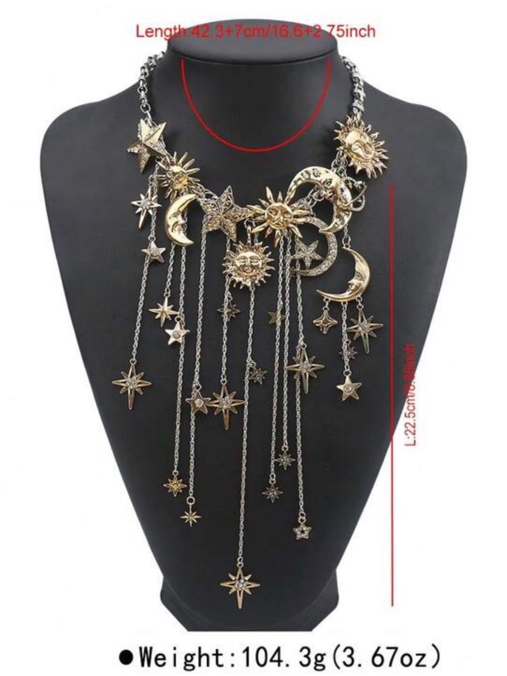 Luxury Sun & Moon Statement Necklace and Earring Set - Picture 5 of 8